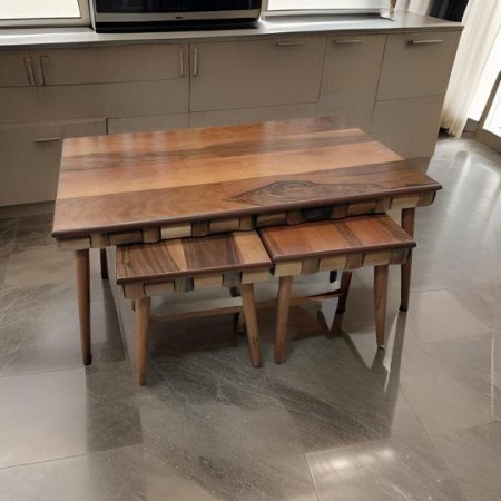 طاولة وسط خشبية مع اربعة اسكملات زان - مستطيل