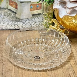 جاط تقديم فواكه زجاج 25 سم مجور محزز صحن مصري