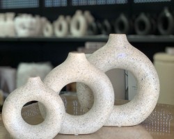 طقم تحف / مزهريات ابيض مدور دونت باونتي بورسلان 3 قطع