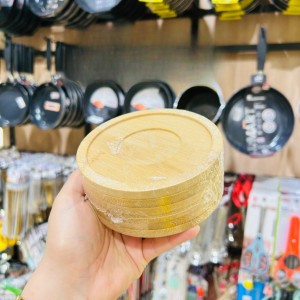 اسكتانة - صحن خشب بامبو مدور 10 سم عدد 6 قطعة