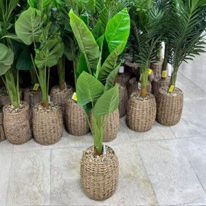 شجر - قوار ورد اخضر مقاس 110 سم مع قوار قش حجم كبير