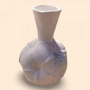 فازة بوهيمي حجر ابيض شكل جرة مجعد بعنق طويل 25سم