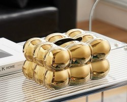 علبة حافظة محارم بابلز ذهبي اكريليك