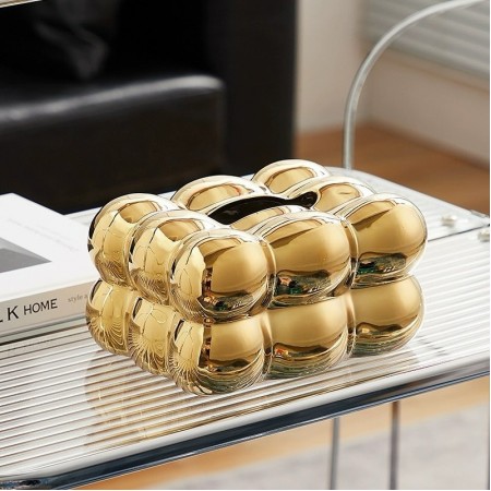 علبة حافظة محارم بابلز ذهبي اكريليك