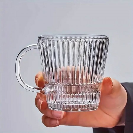 طقم كاسات شاي / نسكافيه ماغ ٦ قطع محزز قاعدة مدور