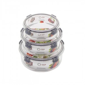 طقم طبروير اكرليك شفاف 3 قطع مدور 1 - 2 - 3 لتر