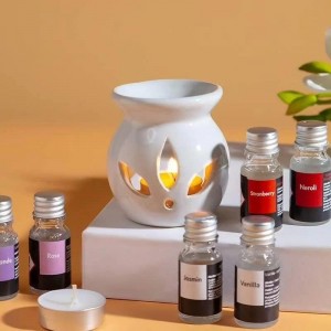 مبخرة مع شمعة معطرة وعلب زيت 6 قطع