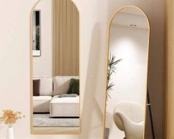 مراه طويلة واقف اطار ذهبي بلاستيك قوس مع ستاند  147 × 36 سم