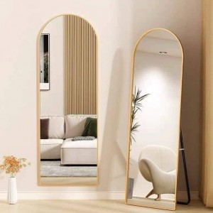 مراه طويلة واقف اطار ذهبي بلاستيك قوس مع ستاند  147 × 36 سم