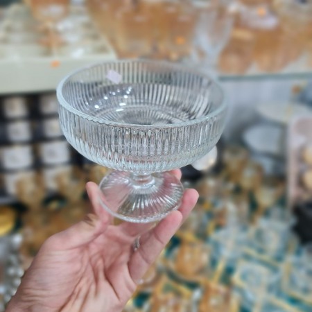 طقم كاسات بوظة محزز مع قاعدة وخصر 6 قطع مصري طقم كاسات بوظة محزز مع قاعدة وخصر 6 قطع مصري