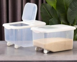 علبة سكر - بقوليات بلاستيك شفاف مع عجل 11 لتر