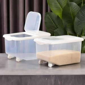 علبة سكر - بقوليات بلاستيك شفاف مع عجل 11 لتر