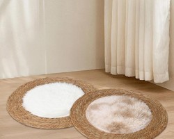 دعاسة دائرة / دعسة مدورة قش في الوسط فرو 140سم  