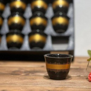 طقم فناجين قهوة سادة بورسلان مذهب موديلات مختلفة