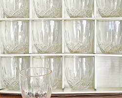 طقم كاسات عصير زجاج مكور مدحبر قصير 12 قطعة