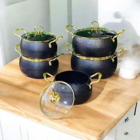 طقم طناجر 10 قطع قدرة يد ذهبي مع غطاء زجاج ومسكه ذهبي اسود / ذهبي / بيج DWD 10PCS FANCY SET طقم طناجر 10 قطع قدرة يد ذهبي مع غطاء زجاج ومسكه ذهبي اسود / ذهبي / بيج DWD 10PCS FANCY SET