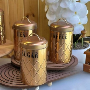 طقم سكريات معدن مذهب معينات من الاسفل شاي قهوة سكر