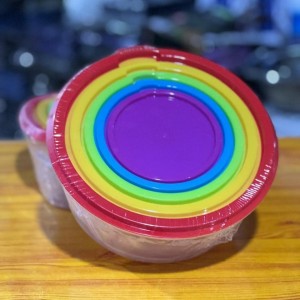 طقم طبروير بلاستيك مع غطاء مدور شفاف 5 قطع