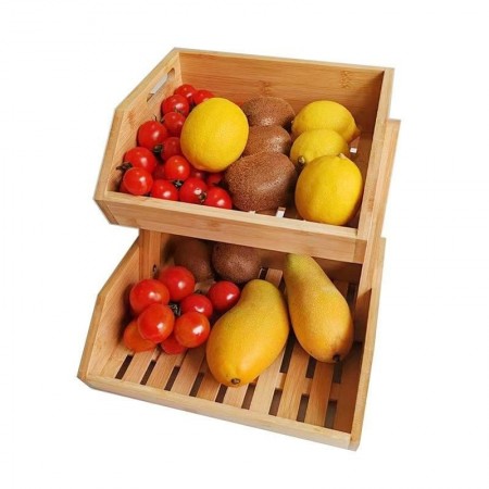 ستاند / سلة تقديم فواكه خشب بامبو 2 رف مقاس 27 × 27 ارتفاع 23 سم ستاند / سلة تقديم فواكه خشب بامبو 2 رف مقاس 27 × 27 ارتفاع 23 سم