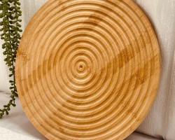 لوح خشب بامبو ديكور - كوستر خشب بامبو محفر مدور حلقات حجم كبير