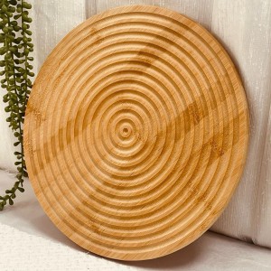 لوح خشب بامبو ديكور - كوستر خشب بامبو محفر مدور حلقات حجم كبير