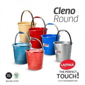 سطل/دلو ماء بلاستيك 15لتر يد بلاستيك مع شفةLAMSA