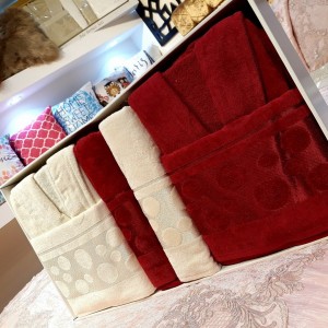 طقم برنص / روب حمام 6 قطع قطن مصري ثقيل مور 