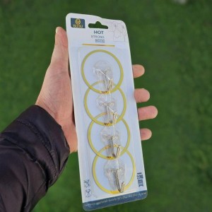 كرت علاقات علاقة حائط تلزيق لاصقة  دائري شفاف اطار ذهبي  4 قطع