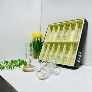 طقم كاسات عصير طويل مع بطن منفوخ دبل حز ذهبي  12 قطعة 