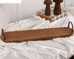 جاط تقديم فواكه خشب هندي بيضوي بيدين 70 × 19 سم