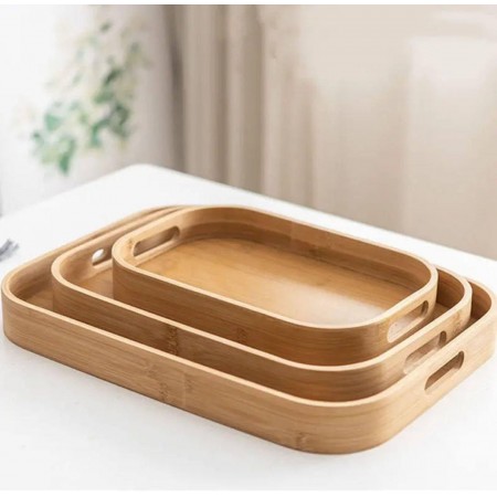 طقم صواني ضيافة - تقديم طعام خشب بامبو بيضاوي حيف عالي 3 قطع طقم صواني ضيافة - تقديم طعام خشب بامبو بيضاوي حيف عالي 3 قطع