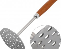 هراسة بطاطا / خضار معدن 9 سم ستانلس ثقيل عمود مع يد خشب