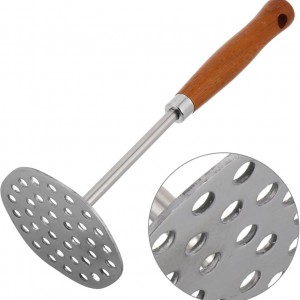 هراسة بطاطا / خضار معدن 9 سم ستانلس ثقيل عمود مع يد خشب