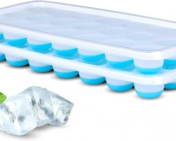 قالب ثلج 12 قطعة سيليكون مع غطاء بلاستيك 