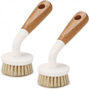 فرشاة مجلي / تنظيف راس دائري بلاستيك يد خشب بامبو