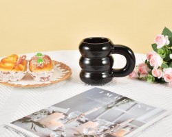 كاسة ماغ بورسلان اسود حلقات  AF74-15A