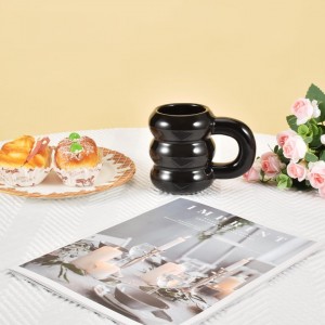 كاسة ماغ بورسلان اسود حلقات  AF74-15A