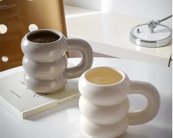 كاسة ماغ بورسلان ابيض حلقات  AF74-15