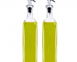 طقم علب زجاج / ابريق زيت قطعتين شفاف غطا اسود SHENGYD 