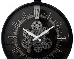 ساعة حائط بلاستيك مدور 45سم مسننات مع ارقام بني مع حمالة تاج