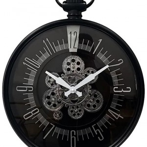 ساعة حائط بلاستيك مدور 45سم مسننات مع ارقام بني مع حمالة تاج