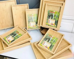 طقم صواني تقديم - تفضيل مستطيل خشب بامبو 3 قطع