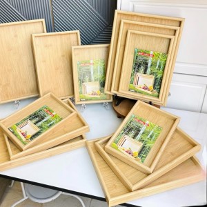 طقم صواني تقديم - تفضيل مستطيل خشب بامبو 3 قطع