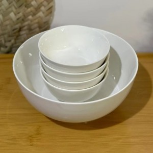 صحن تقديم زبادي - شوربة - سلطات بورسلان ابيض  8 انش