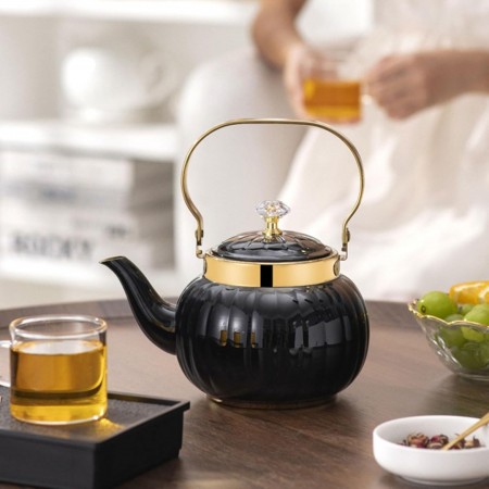 ابريق شاي ستانلس اسود محزز 1.2لتر KETTLE ابريق شاي ستانلس اسود محزز 1.2لتر KETTLE