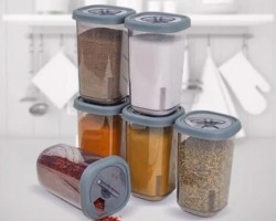طقم علب بهارات بلاستيك سكني وابيض 6 قطع VIOLET