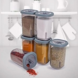 طقم 6 علب بهارات بلاستيك سكني وابيض VIOLET