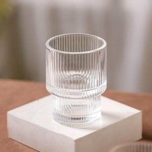 طقم كاسات زجاج سموزي محزز صغير 6 قطع