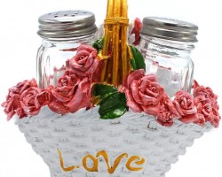مملحة زجاج مجور حمالة سلة ورد جبص LOVE