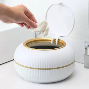 سلة/دلو/سطل مهملات غطا بامبو مع ارجل قواعد بلاستيك مدور وسط